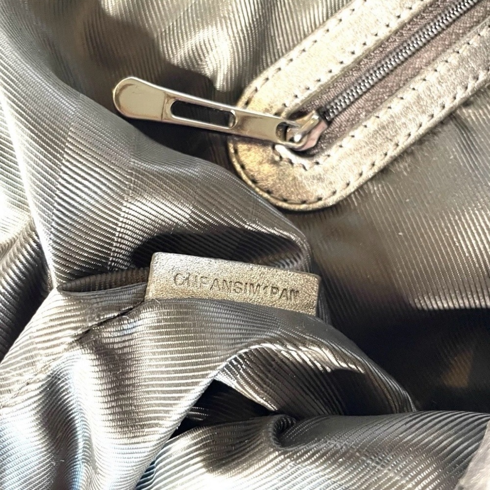 Burberry Byron Shimmer Check Gray Silver Metallic Plaid Tote - Picture 12 of 14